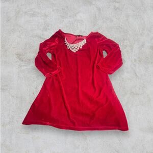 Lavanya Red Velvet Tunic Blouse Pearl Embellished Size Small
